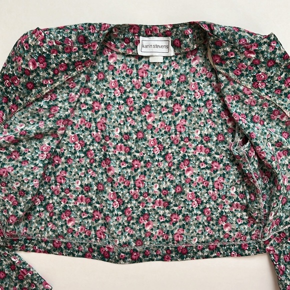 Karin Stevens Vintage 100% Rayon Made in USA Crop Jacket / Cardigan / Button Top - Picture 9 of 13